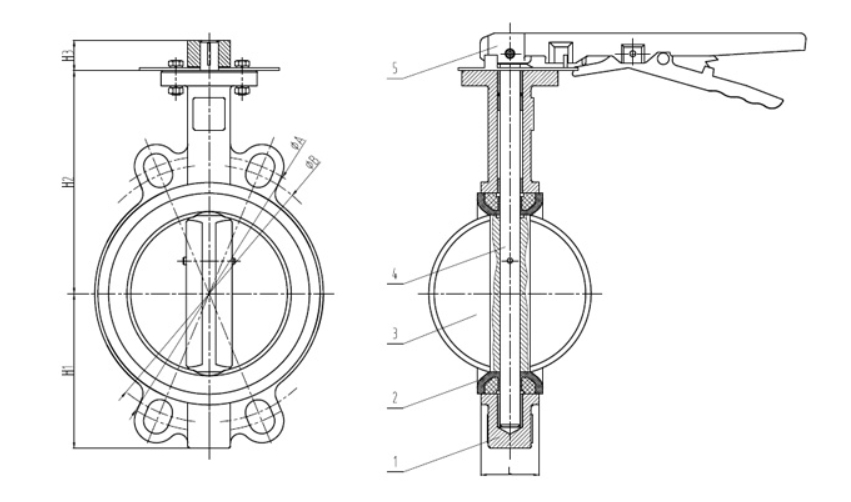 不锈钢衬四氟蝶阀结构图